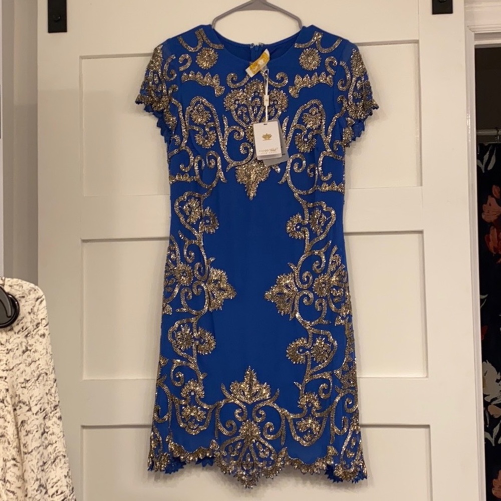 🆕 (Lotus Threads) NWT Blue w/ Gold Beaded Dress